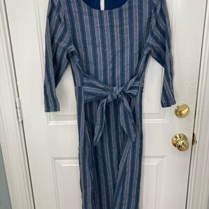 Polagram Navy Striped 3/4 Sleeve Dress